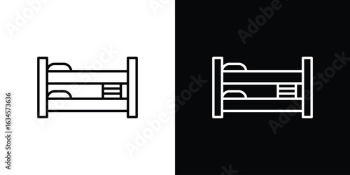Bunk bed icon art Illustrations. premium line icons