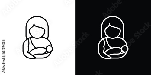 Breastfeeding icon art Illustrations. premium line icons