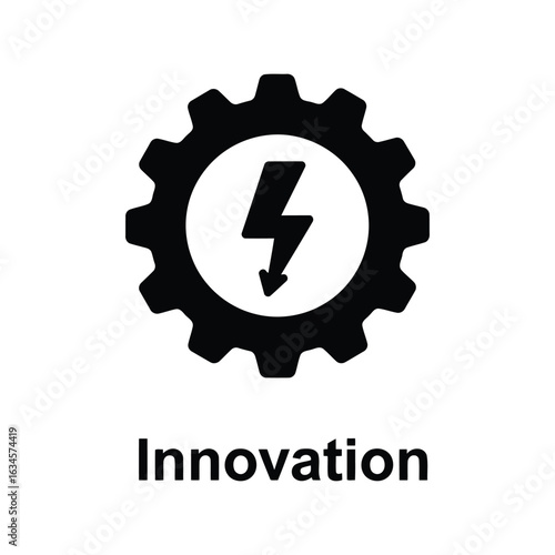 Gear with lightning bolt icon innovation symbol technology concept industry power creative idea engineering