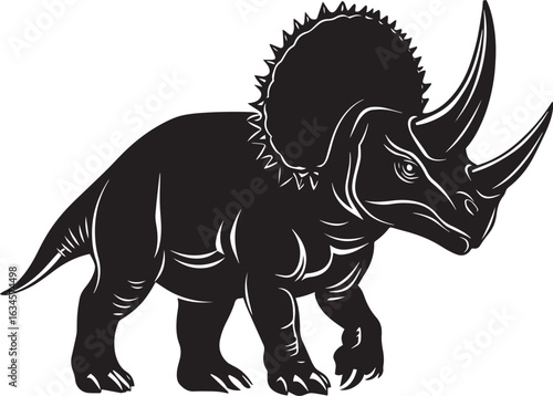 Triceratops Charging A Triceratops lowering its head and charging with horns forward, ready for battle. full length silhouette black vector illustration