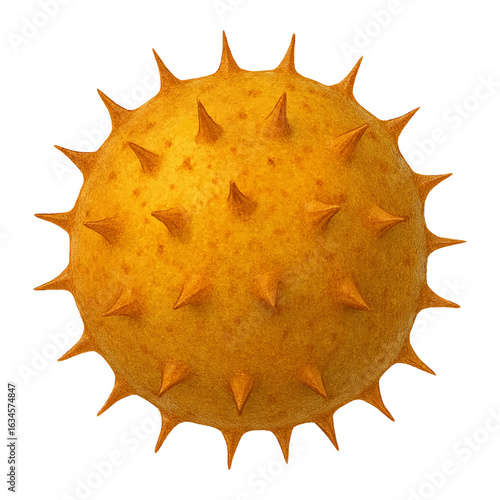 Spiky yellow chestnut seed vector illustration, realistic style, isolated on transparent background