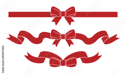 Red ribbon bows vector set decorative gift wrapping elements celebration design accents