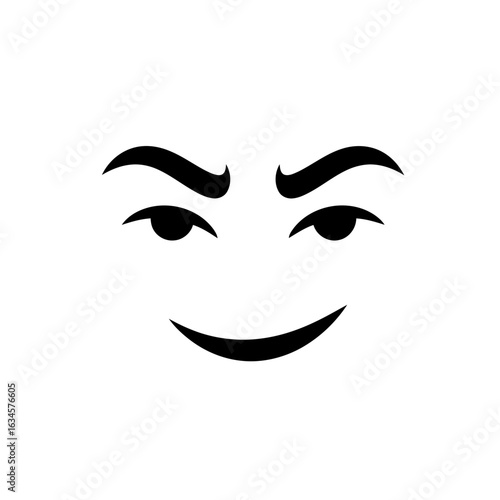 Vector art of sly and mischievous face isolated on white background