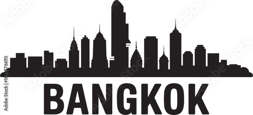 Bangkok Skyline Silhouette Vector Illustration Thailand Urban Cityscape Design Element