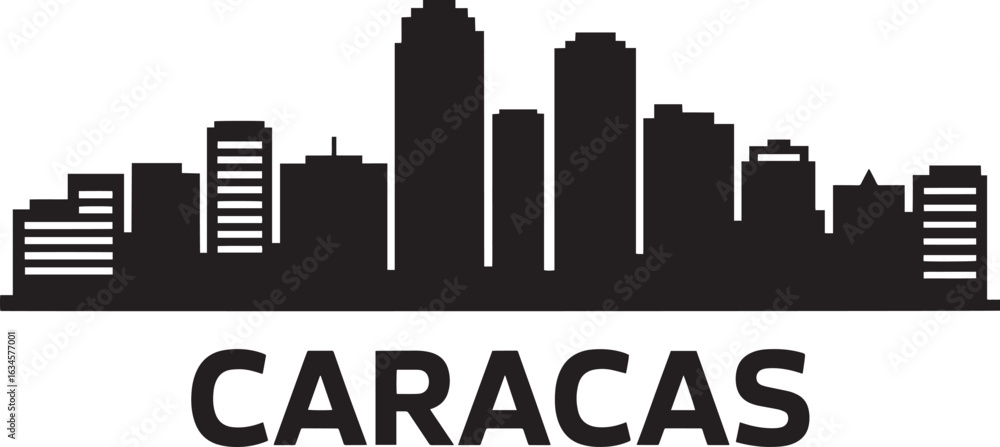 Fototapeta premium Caracas Skyline Silhouette Vector Illustration Showcasing Urban Landscape and Cityscape with Modern Buildings