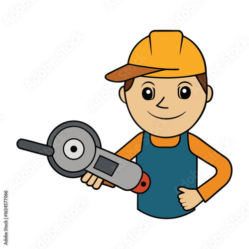 A person firmly holds an angle grinder in hand, its spinning disc ready for cutting or grinding metal, stone, or wood with precision and power.
