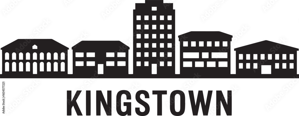 Obraz premium Detailed Silhouette of Kingstown Saint Vincent Skyline Vector Illustration with City Name Below