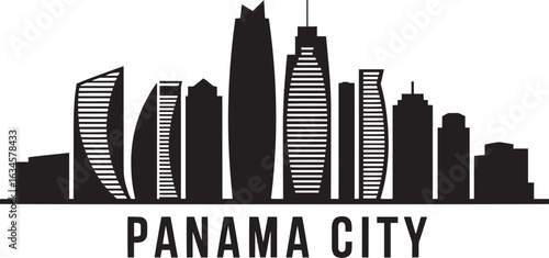 Panama City Skyline Silhouette Vector Illustration A Detailed Cityscape of Panama Capital City