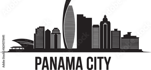 Panama City Skyline Silhouette Vector Illustration of Panama Cityscape Design