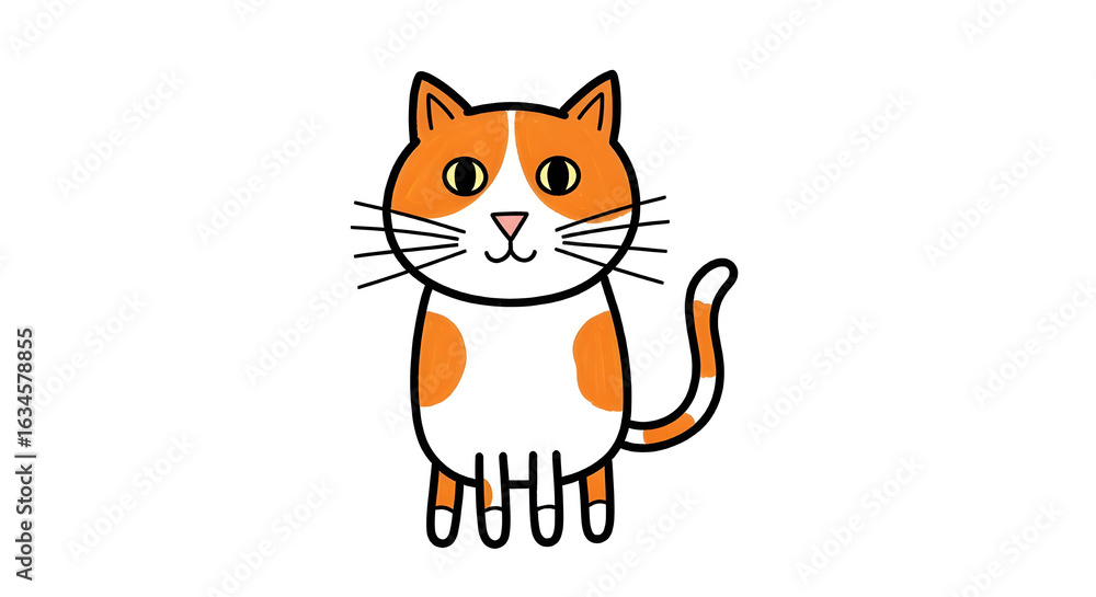 Obraz premium Cute orange and white cat illustration