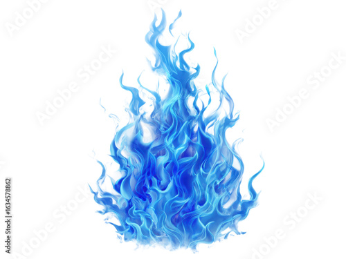Vivid blue fire swirls against black flame energy, Isolated, Png Transparent Background