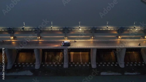 Bridge over river for dam in Hyderabad, Sindh, Pakistan.