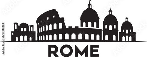 Rome Skyline Silhouette Vector Illustration A Captivating Cityscape Depiction of Italy's Ancient Capital