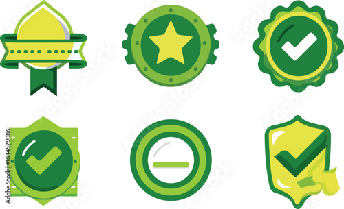 Green and yellow flat design graphic elements set