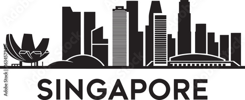 Singapore Skyline Silhouette Vector Illustration Urban Cityscape Design Element Asia Travel