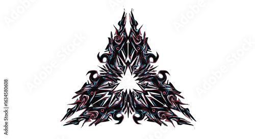 Abstract Triangular Vector Pattern with Intricate Swirling Lines in Dark Blue Black and Pink Color Scheme Modern Geometric Style