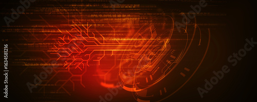 2d illustration Abstract futuristic electronic circuit technology background