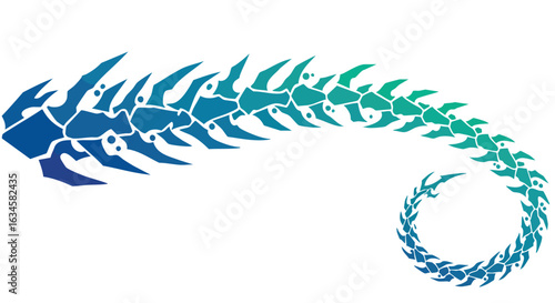 Vector Illustration of Serpent Tail with Geometric Scales in Modern Gradient Blue and Green Style