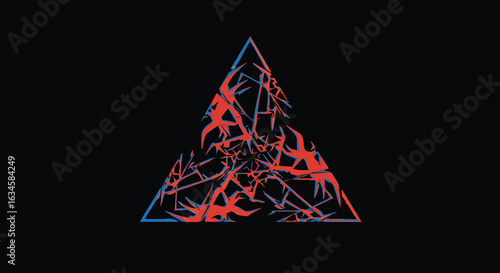 Abstract Geometric Vector Illustration with Triangular Fractal Pattern in Modern Style