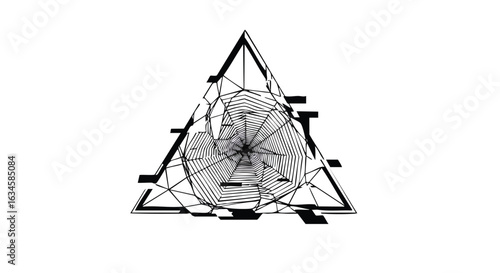 Abstract Geometric Vector Illustration with Triangular and Spiral Elements in Modern Style