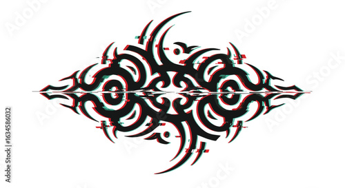 Vector Pattern Abstract Tribal Design in Black Red Green Color Scheme Modern Stylish