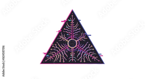 Modern Vector Pattern with Abstract Triangular Neural Network Design in Vibrant Gradient Colors