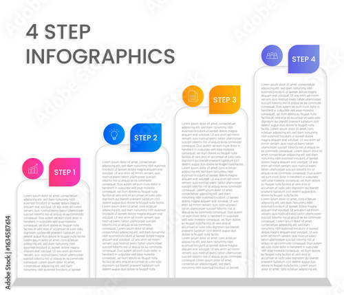 This clean and colorful business process template features 4 easy-to-follow steps, making it perfect for websites or presentations. Designed for clarity and impact, it helps illustrate key process