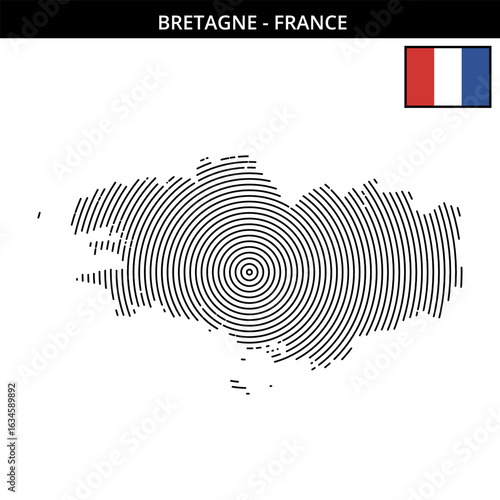 Unique geographical map design representing Bretagne France