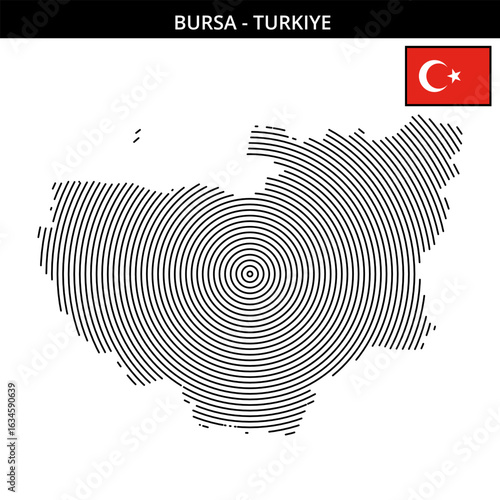 the unique circular map outline of Bursa Turkey