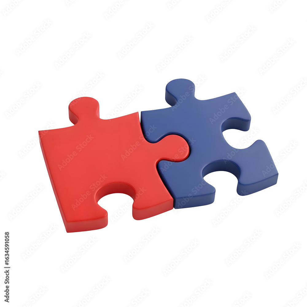 Fototapeta premium Connected puzzle pieces symbolizing teamwork, collaboration, problem-solving, and business solutions for a successful outcome, perfect for marketing and design.