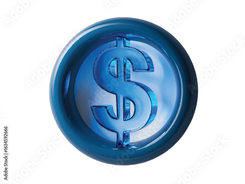 Blue Glass Dollar Coin Symbol dollar sign currency