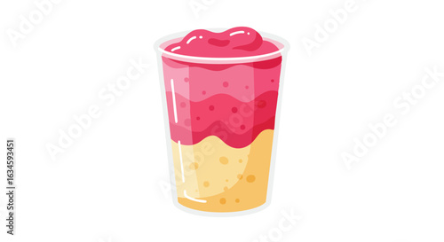 Vector Illustration of a Dessert Glass with Layered Fruit Parfait in Bright Colors Modern Organic Style