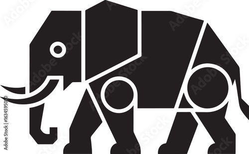 Abstract Geometric Elephant Vector Illustration for Wildlife and Animal Themed Design Projects