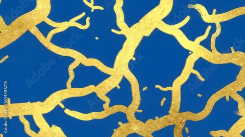 Abstract gold veins on a royal blue background