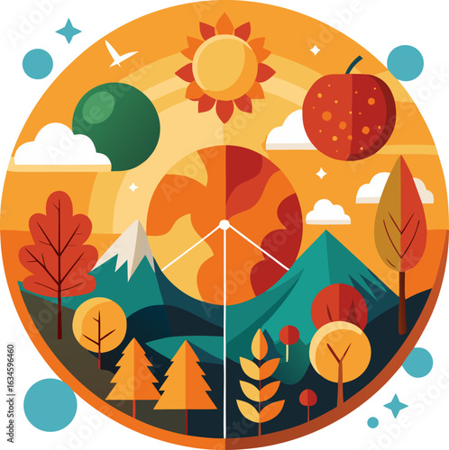 Autumn equinox icon