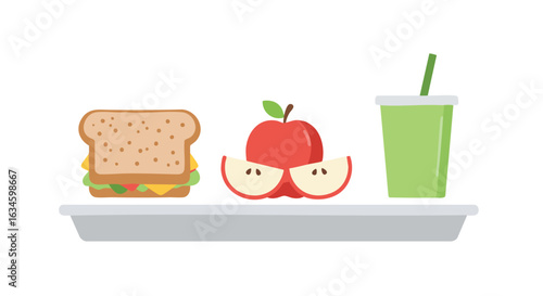 Minimalist Vector Illustration of Snack Food Items with Bright Colors in Modern Style
