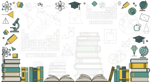 Educational elements and books seamless pattern ideal for back to school themed designs