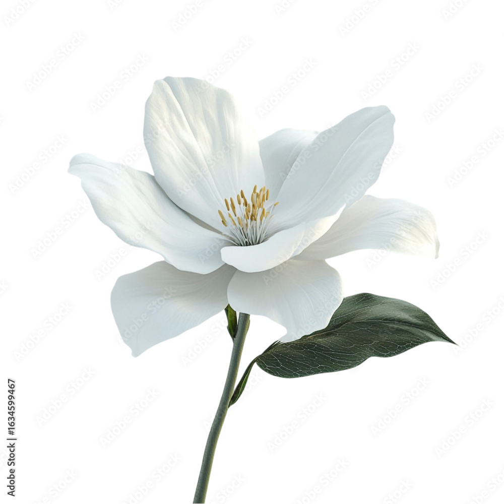 Naklejka premium Elegant White Flower Soft Petals Delicate Bloom Nature Beauty