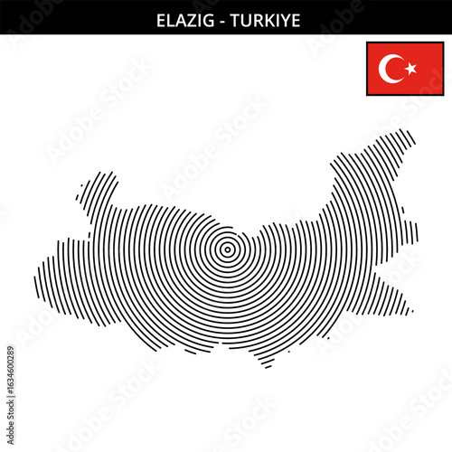 Creative representation of Elazig Turkey with concentric map design