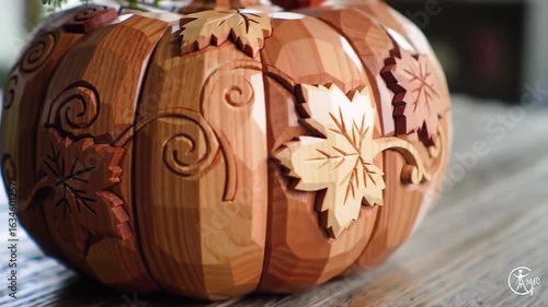 Carved Wood Pumpkin