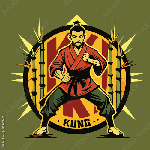 design logo vector icon illustration panda karate