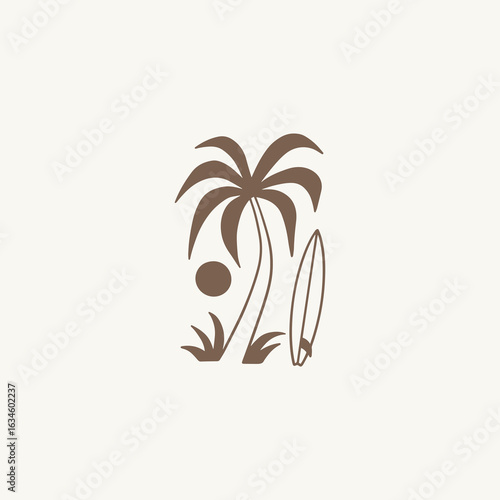 Vintage hand drawn surf design template for surf club, surf shop, surf merch