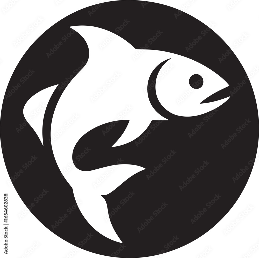 Fototapeta premium Sleek Fish Icon Vector Illustration for Seafood Restaurants and Aquatic Themed Design Projects