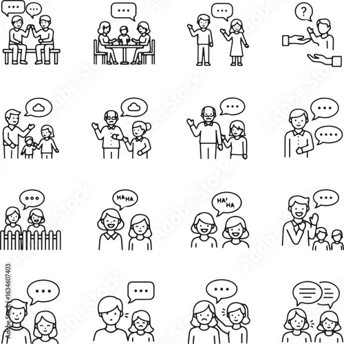Communication Icons: Vector Line Art for Modern & Digital Dialogue