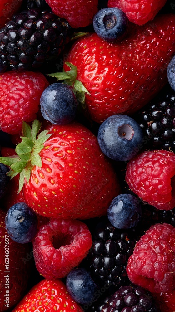 Obraz premium Fresh Assorted Berries Close-Up for Healthy Eating