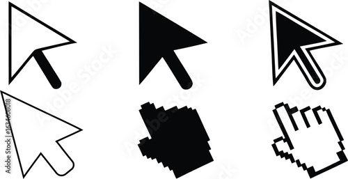 Mouse cursor icon set with arrow and hand pointers
