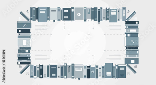 Stylized book frame design for educational and literary themed presentations or websites