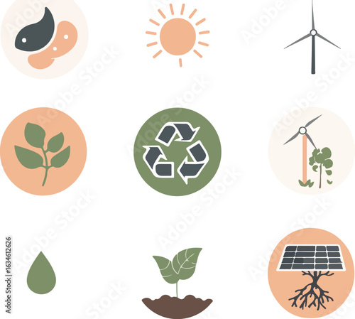 Sustainable icons graphic collection