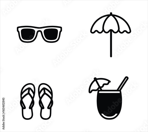 Summer Beach Icons – Editable Vector Elements