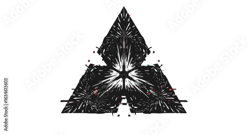 Abstract Geometric Vector Pattern with Explosive Starburst Elements in Black and White Modern Style